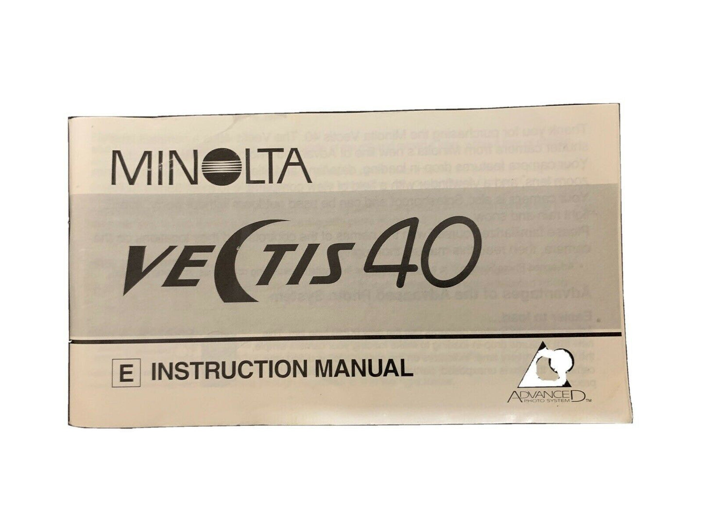 Minolta Vectis 40 Camera Instruction Manual