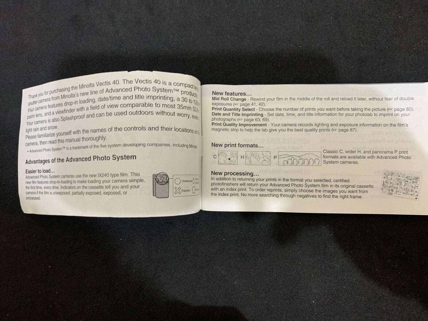 Minolta Vectis 40 Camera Instruction Manual