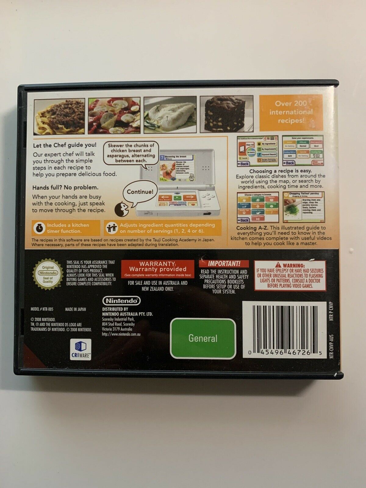 COOKING GUIDE Nintendo DS Game Cartridge & Case Excellent Condition Free Post