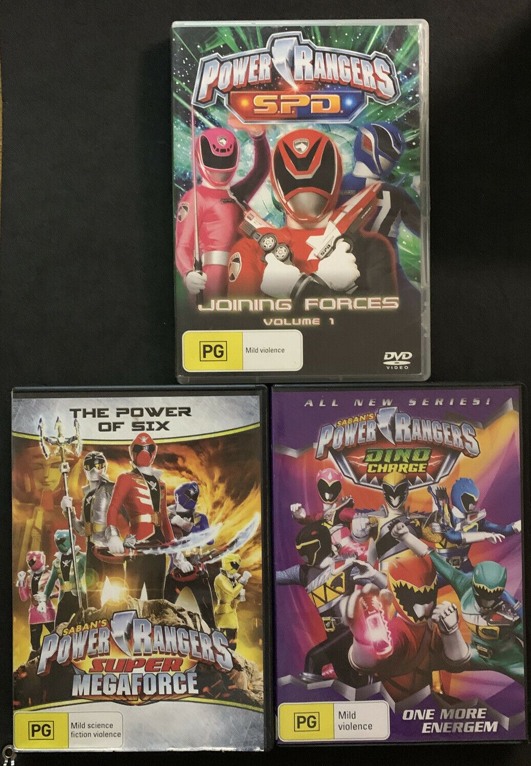 3x Power Rangers - Joining Forces Vol1, Super Megaforce, Dino Charge DVD Region4