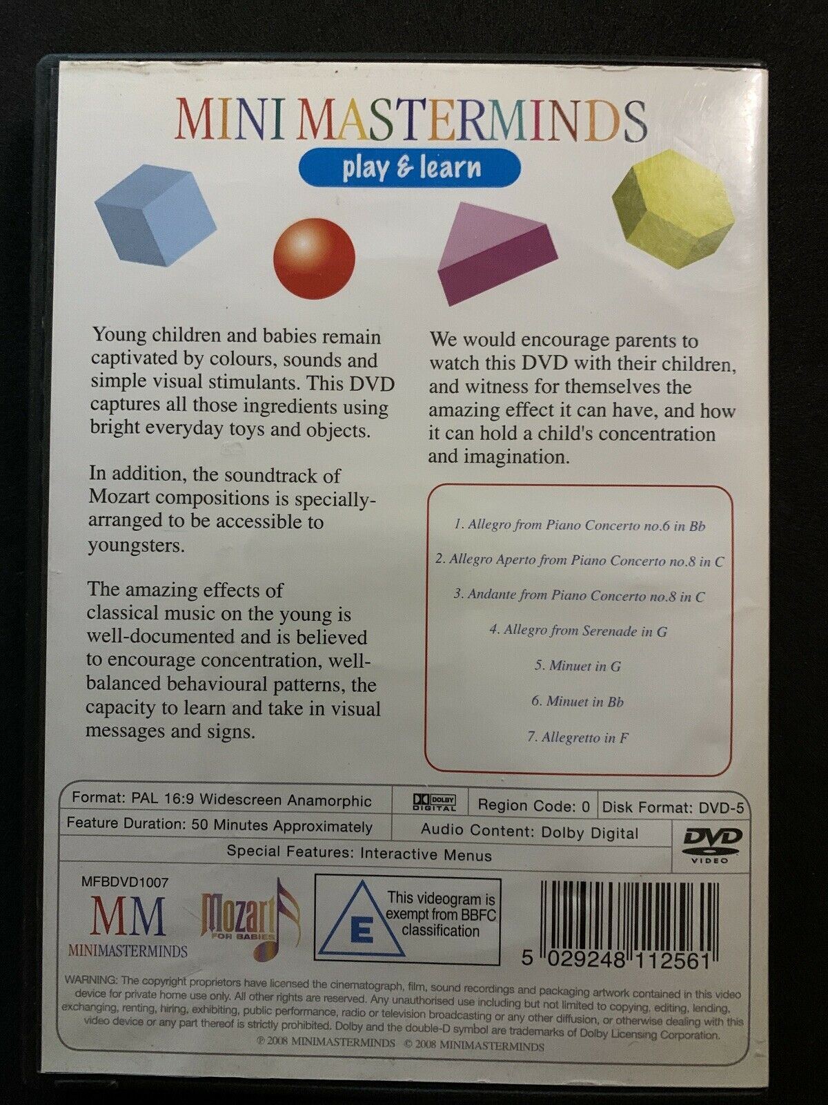 Mini Masterminds Play & Learn : Mozart - Educational Series Region All DVD
