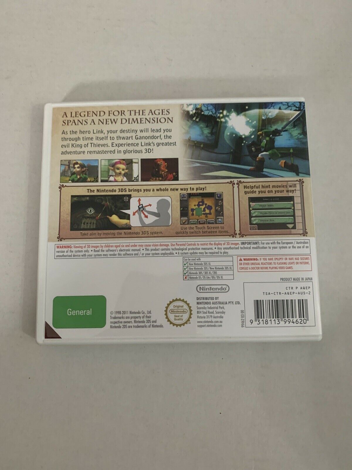 Legend of Zelda Ocarina Of Time 3D For Nintendo 3ds 2ds Game