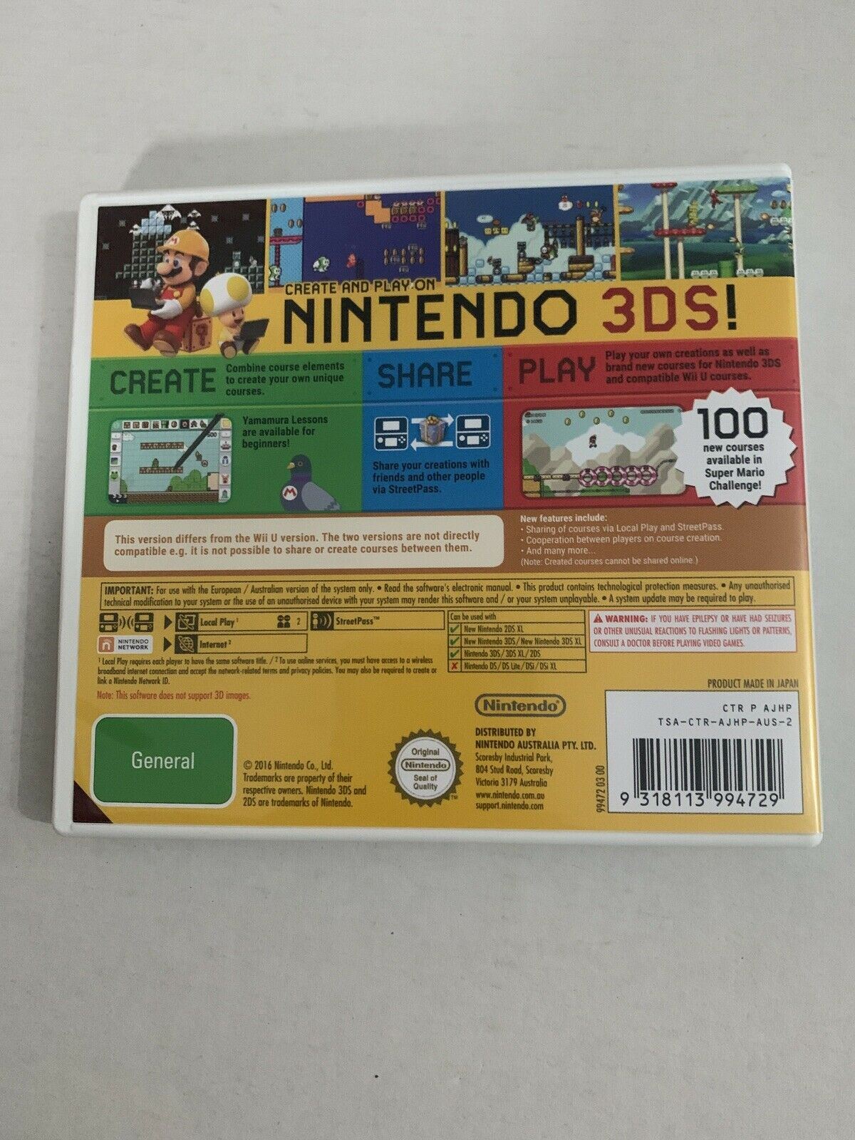 Super Mario Maker (3DS, 2018) Nintendo 3DS