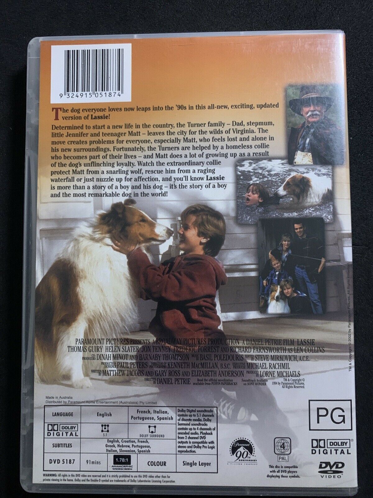 Lassie Dvd 1994 Thomas Guiry Helen Slater Jon Tenney Region 4 Retro Unit 