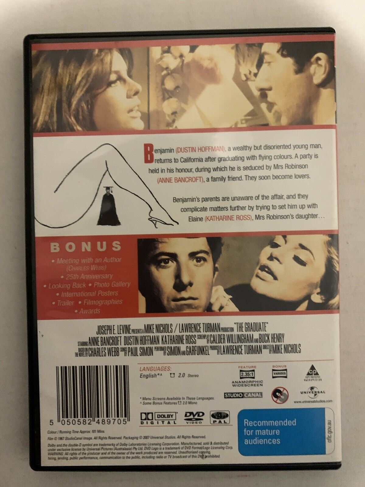 The Graduate - Special Edition (DVD, 1967) Anne Bancroft, Dustin Hoffman Region4