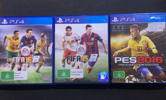 3x Football Soccer PS4 Game - FIFA 15, 16 & PES 2016 PlayStation 4 Game