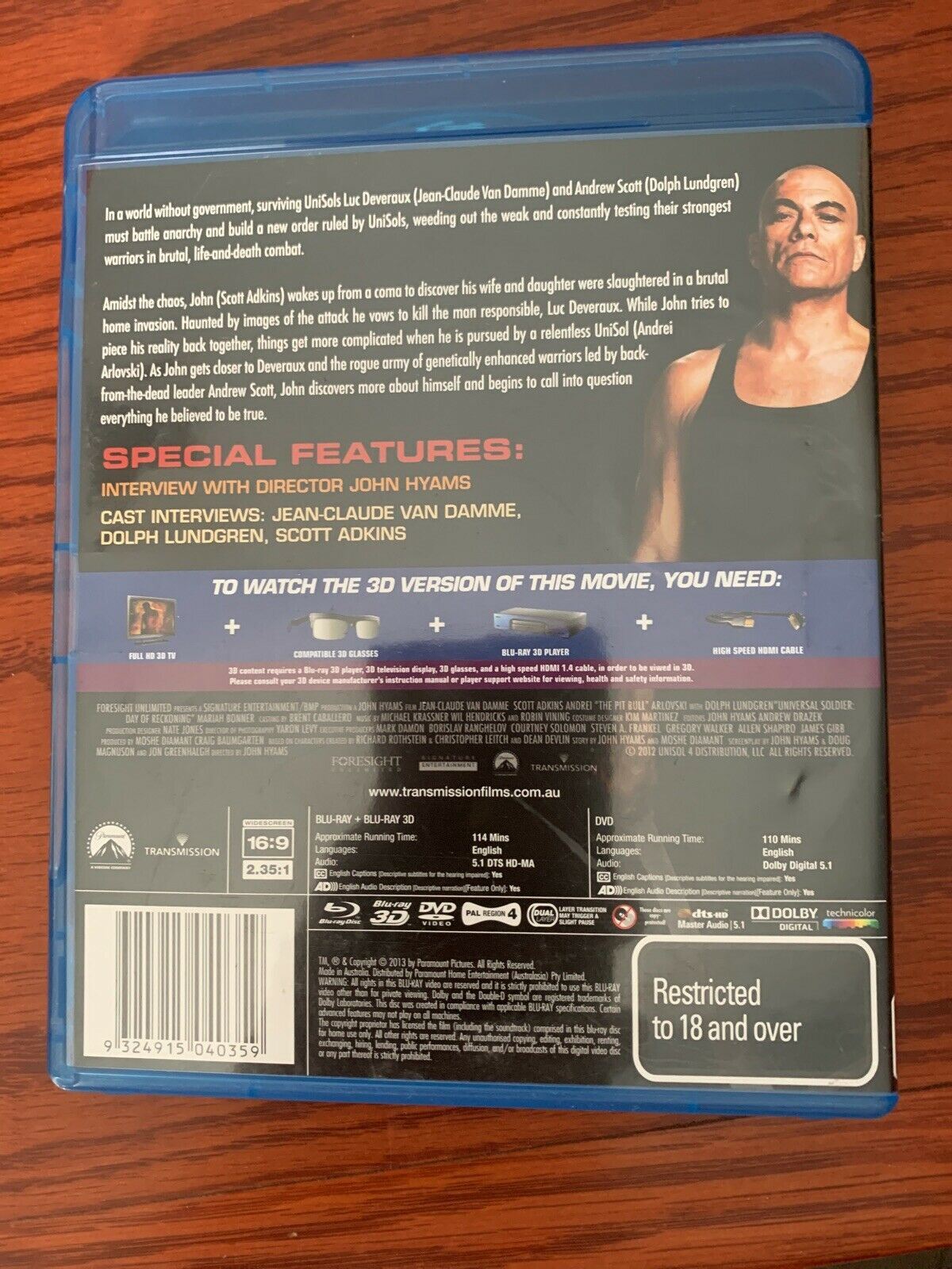 Universal Soldier 3D - Day Of Reckoning (Bluray, 2012) Jean-Claude Van Damme