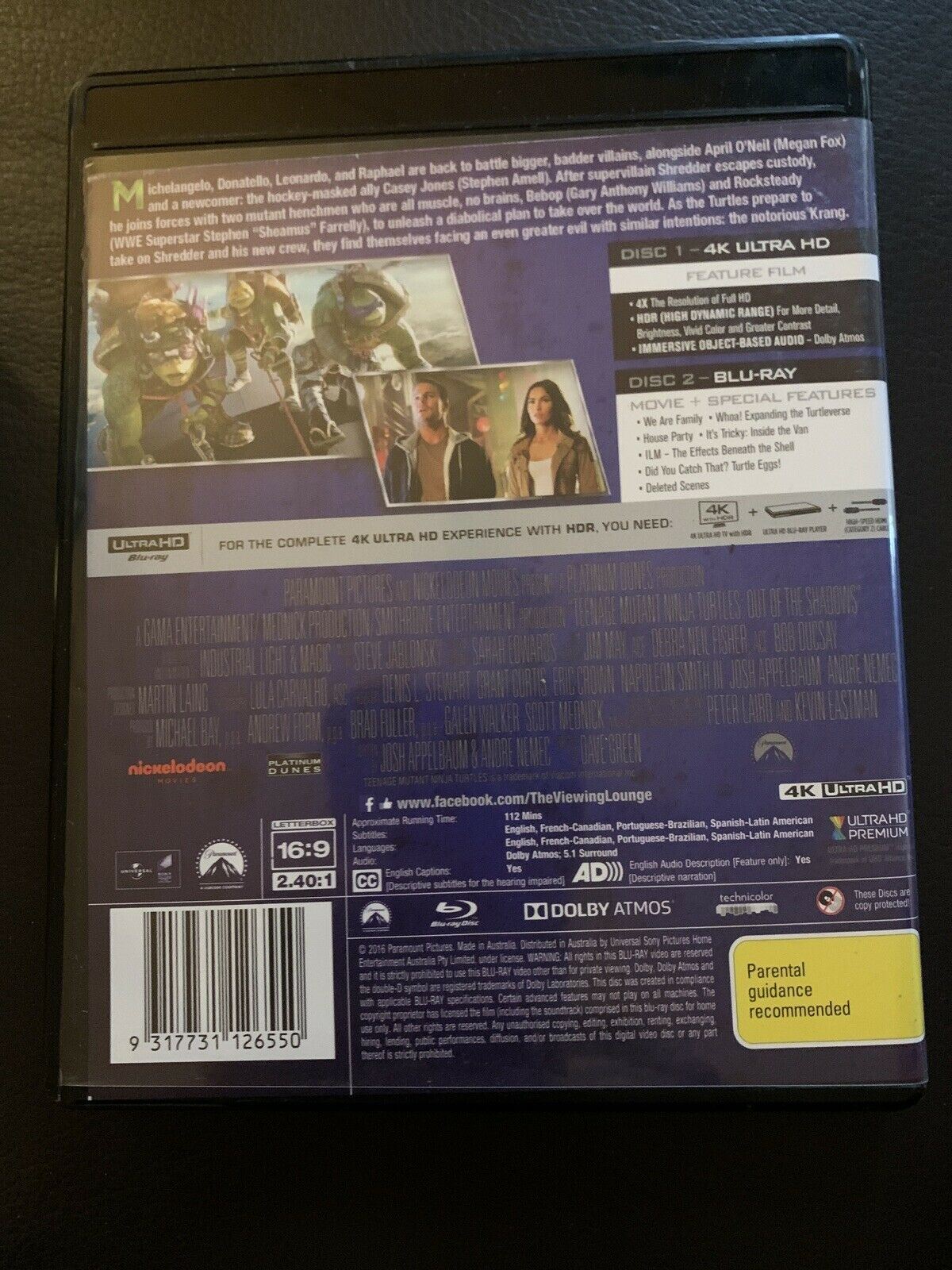 Teenage Mutant Turtles - Out Of The Shadows (4K Ultra HD + Bluray, 2016)