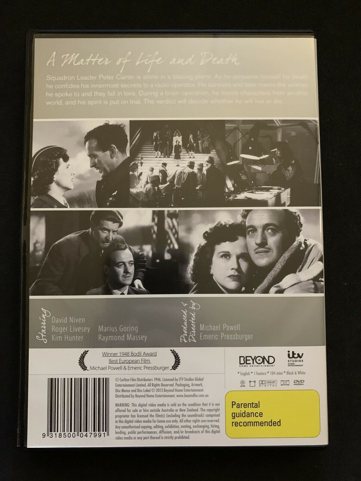 A Matter Of Life And Death (DVD, 1946) David Niven, Roger Livesey. Region 4