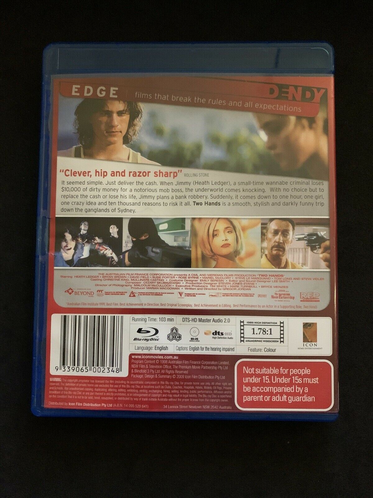 Two Hands (Blu-ray, 1999) Heath Ledger. All Regions