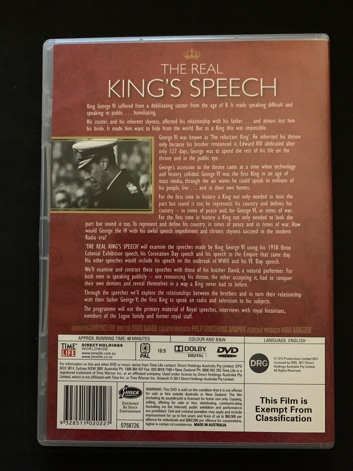 The REAL King's Speech DVD - King George VI - Region 4