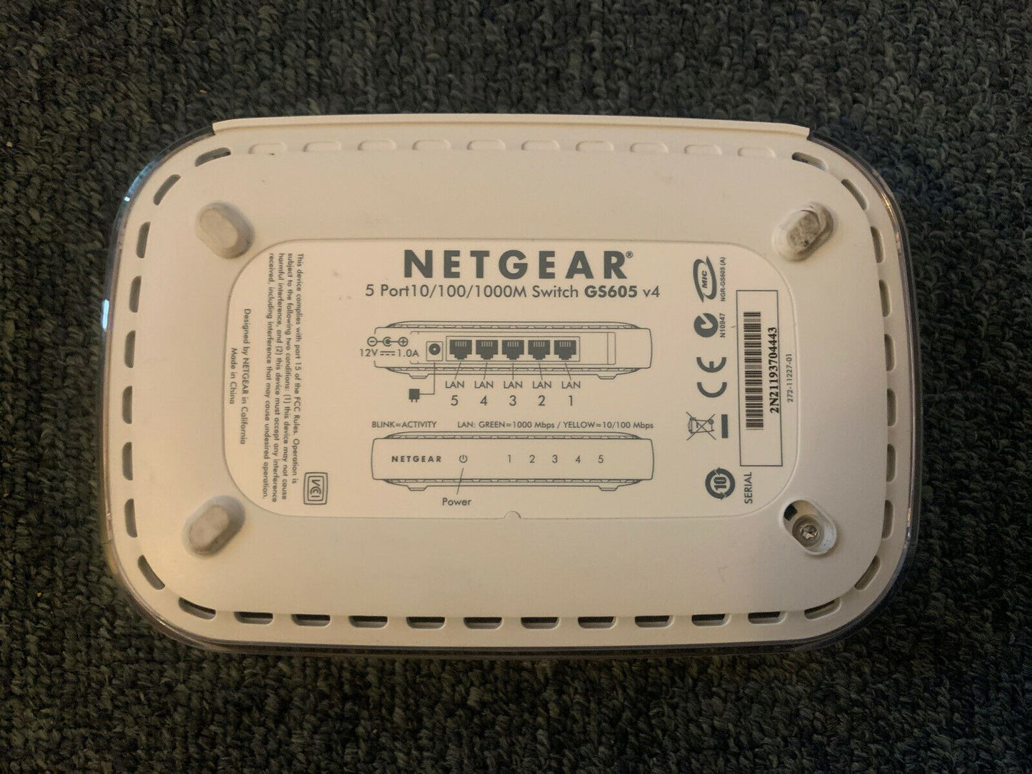 NETGEAR GS605 v4 5-Port 10/100/1000 Gigabit Desktop Switch