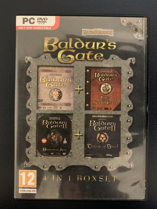 Baldurs Gate 4 in 1 Box Set - Shadows Amn, Sword Coast, Throne of Bhaal -PC Game