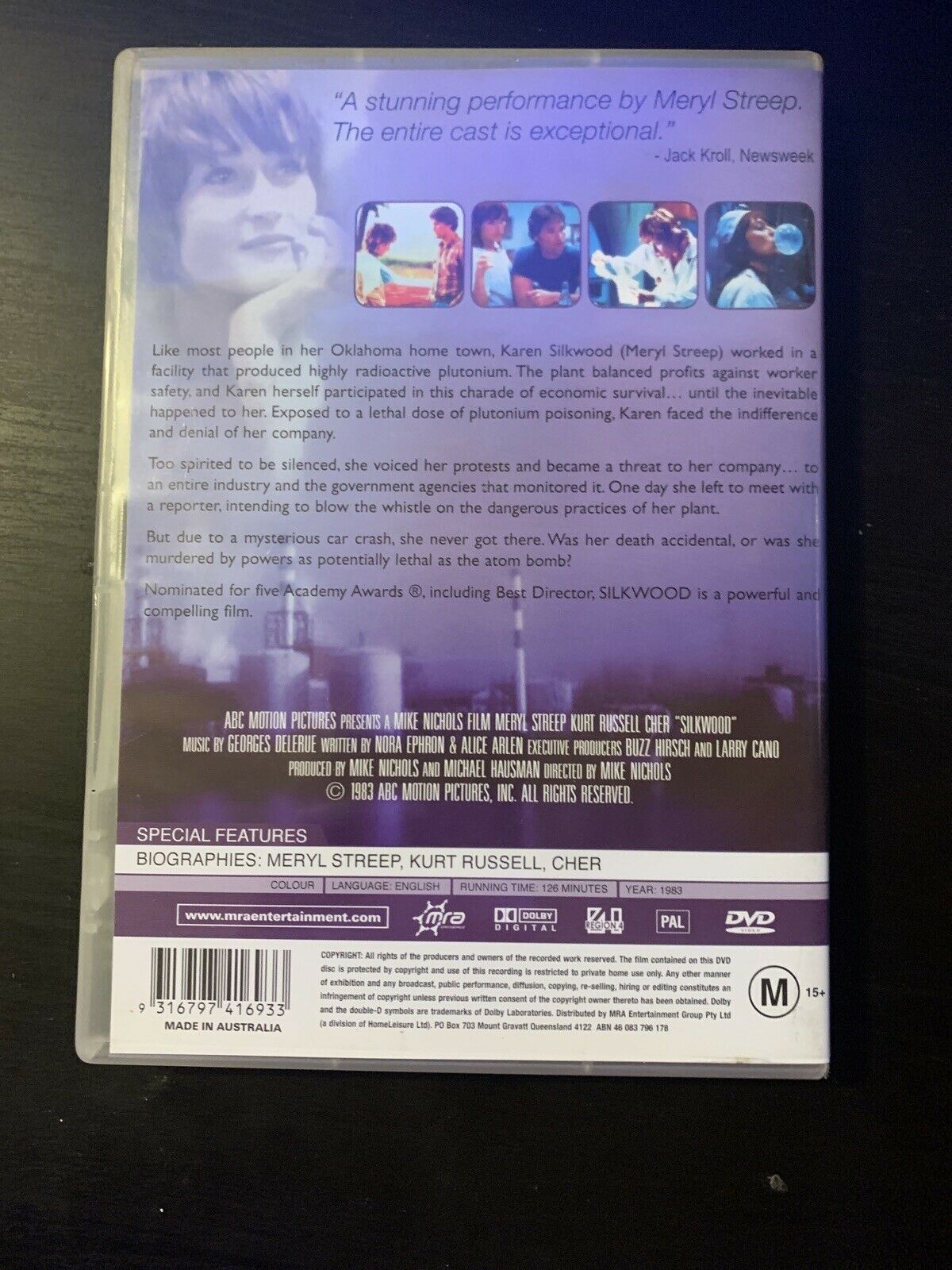 Silkwood (DVD, 1983) Meryl Streep, Kurt Russell, Cher. Region 4