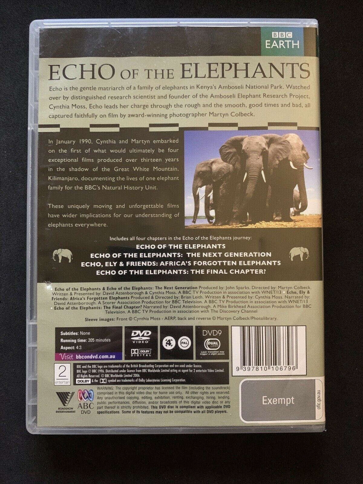Echo Of The Elephants - Narrated by David Attenborough (DVD, 2006) BBC Region 4