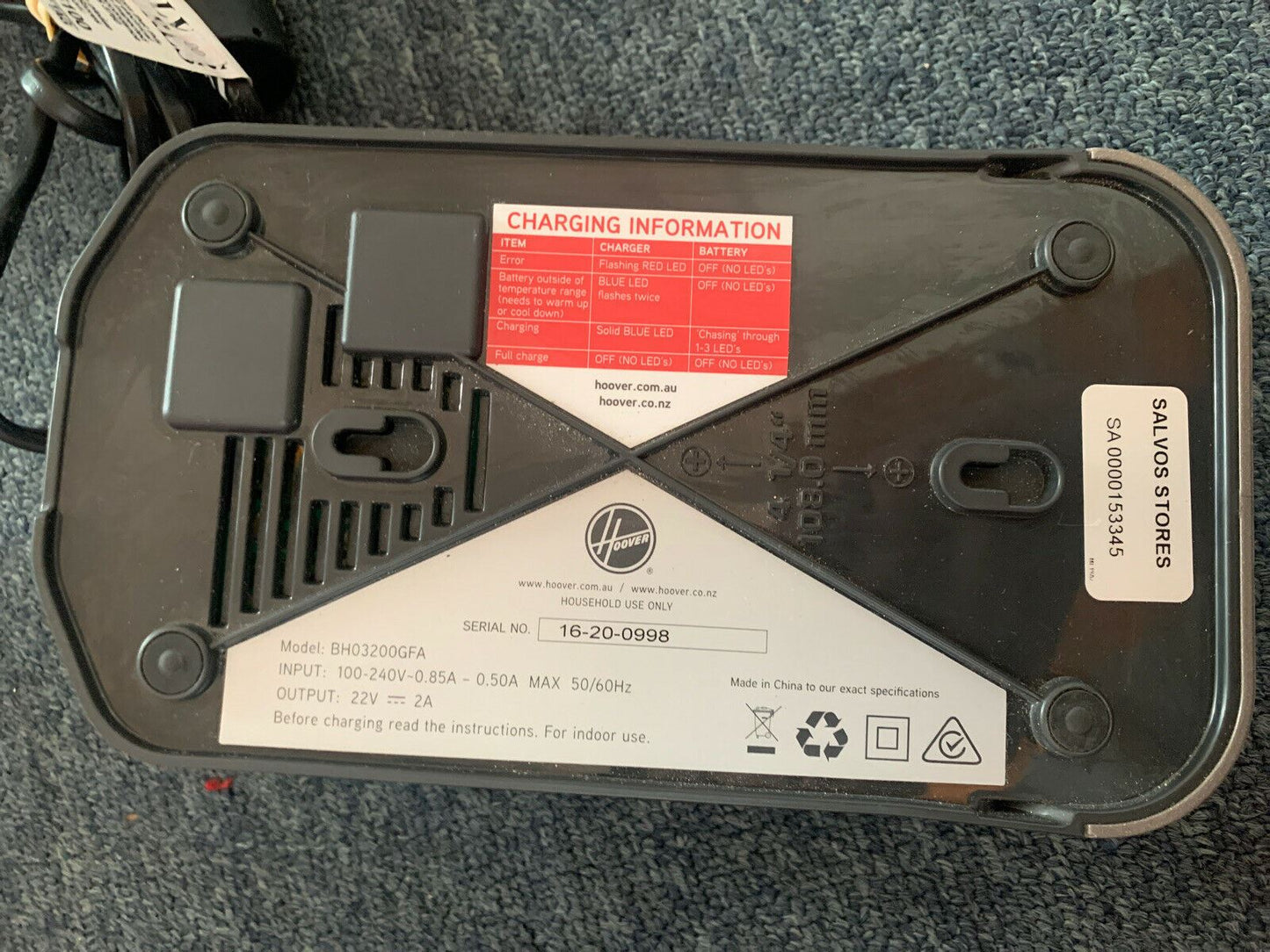 Genuine Hoover BH03200GFA Battery Charger For Hoover Li-ion 20v Battery Pack