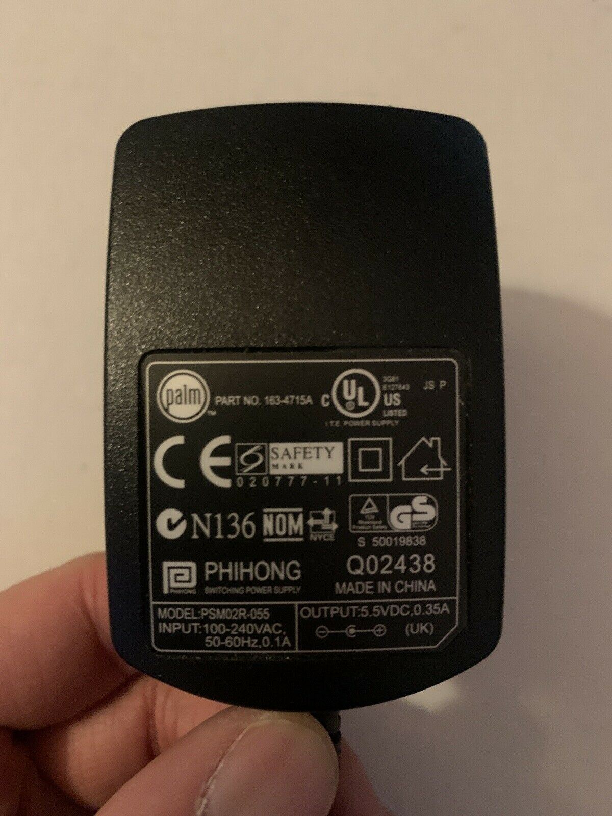 Genuine Palm PSM02R-055 AC Adapter 5.5v 0.35A 163-4715A