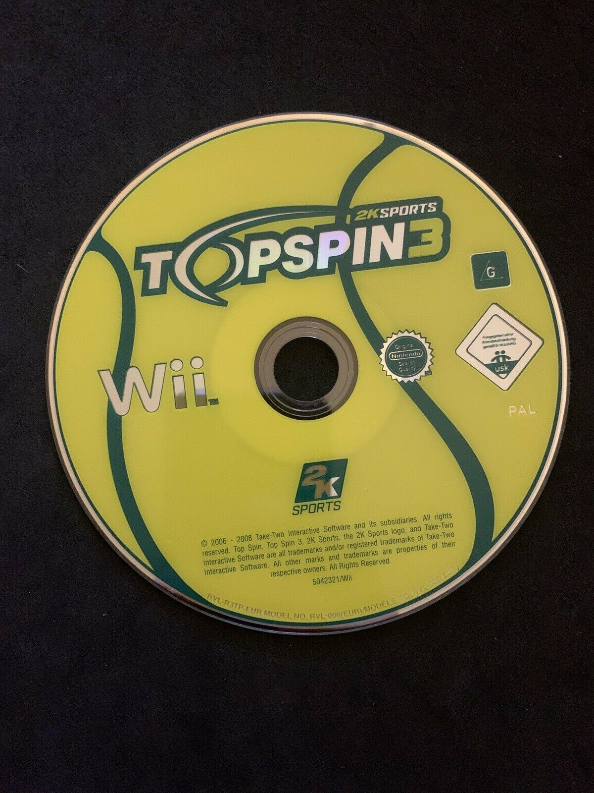 Top Spin 3  - Nintendo Wii with Manual  Game PAL - Play /w Motion Control Tennis