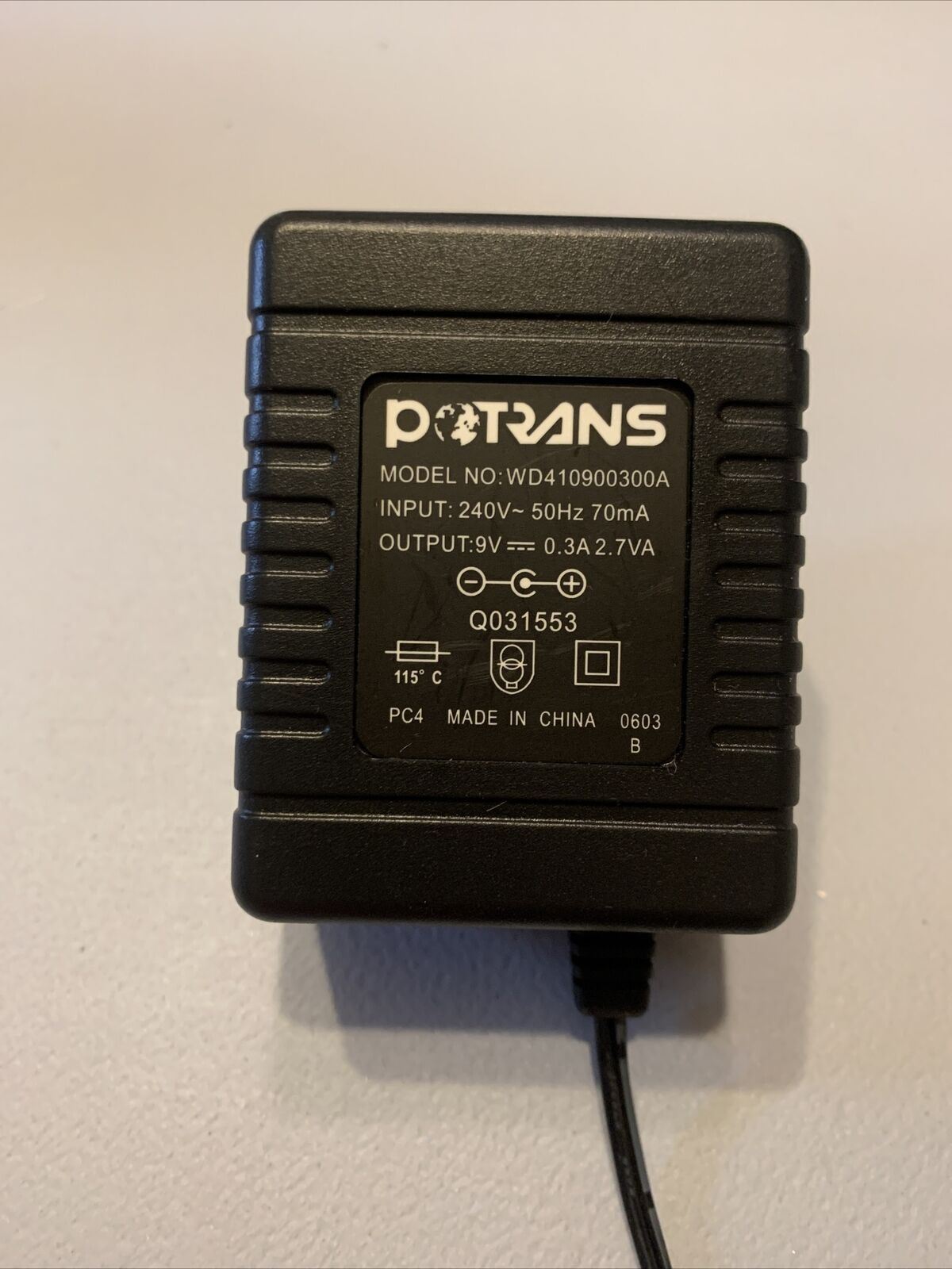 Genuine POTRANS WD410900300A AC Adaptor 9v 0.3A