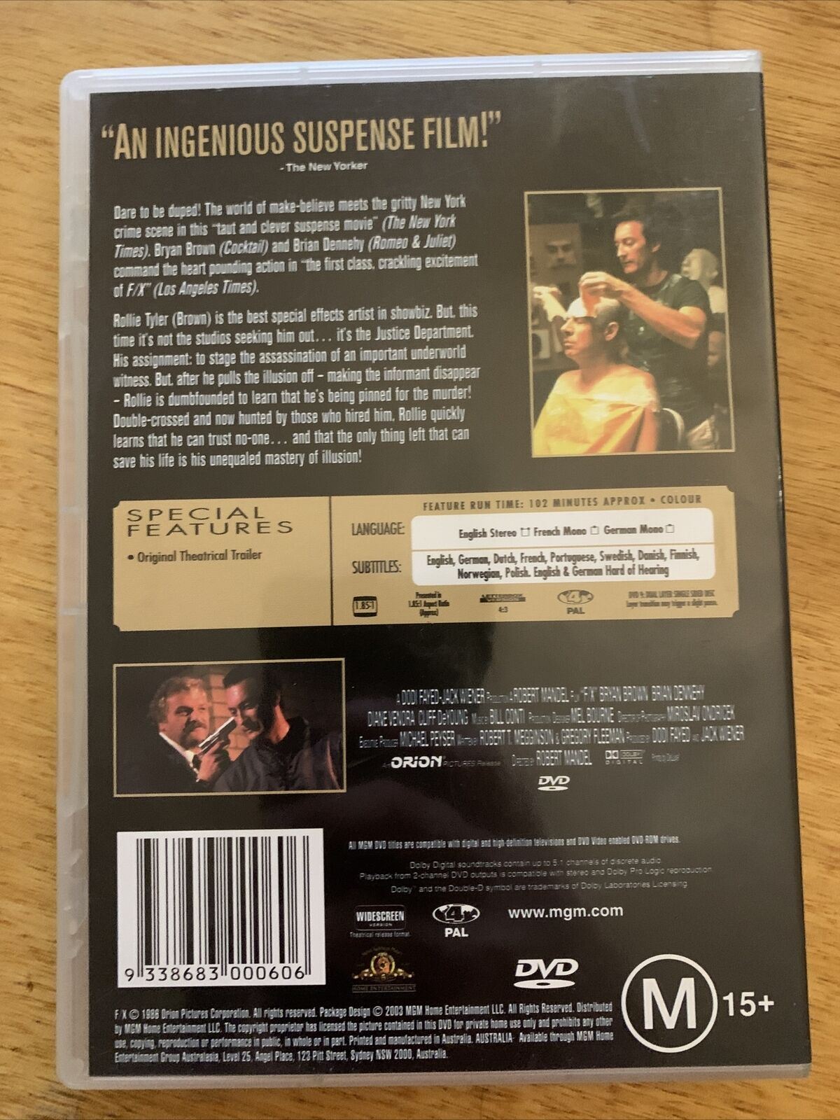 F/X - Murder By Illusion (DVD, 1986) Bryan Brown, Brian Dennehy -  Region 4