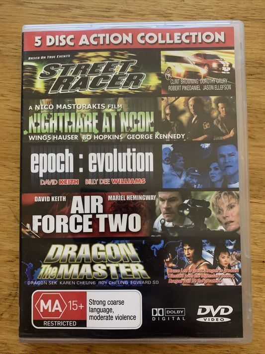 5 Disc Action DVD: Street racer, Air Force Two, Dragon master, Epoch: Evolution