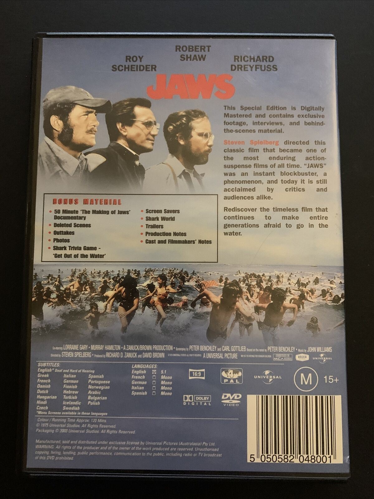 Jaws 1 & 2 (DVD, 1975) Roy Scheider, Robert Shaw, Richard Dreyfuss - Region 4