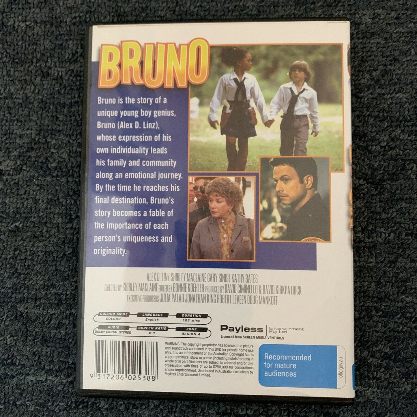 Bruno (DVD, 2000) Kathy Bates, Jennifer Tilly, Alex D Linz, Shirley MacLaine