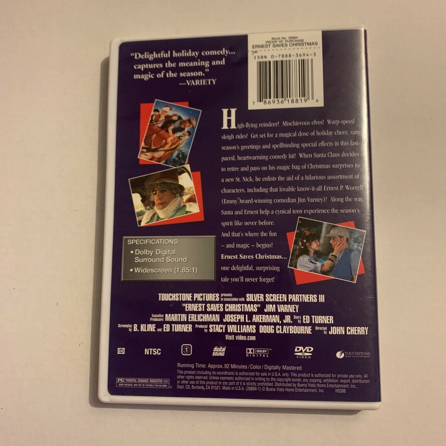 Ernest Saves Christmas (DVD, 1988) Jim Varney, Douglas Seale - Region 1