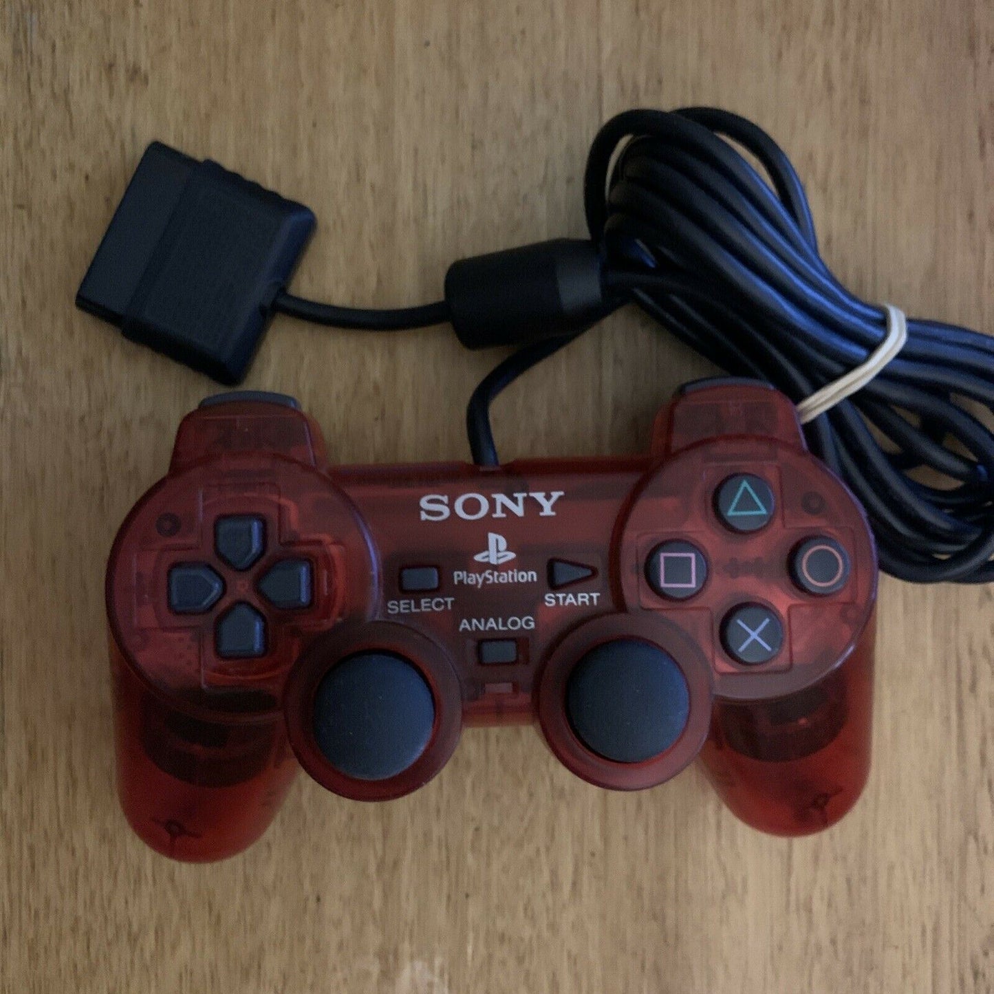 Genuine Sony Playstation Dualshock 2 Analogue Controller Transparent Red PS2