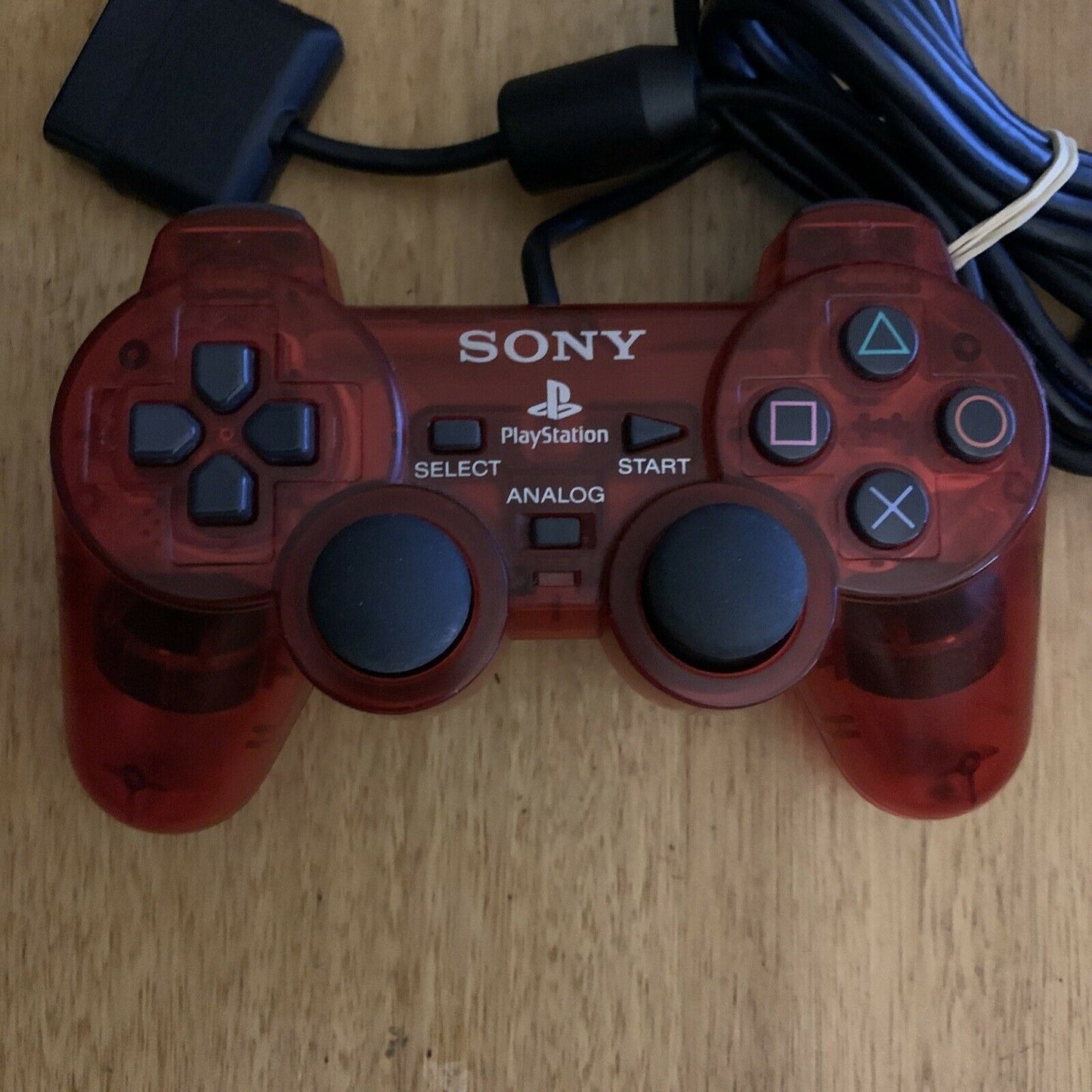 Genuine Sony Playstation Dualshock 2 Analogue Controller Transparent Red PS2