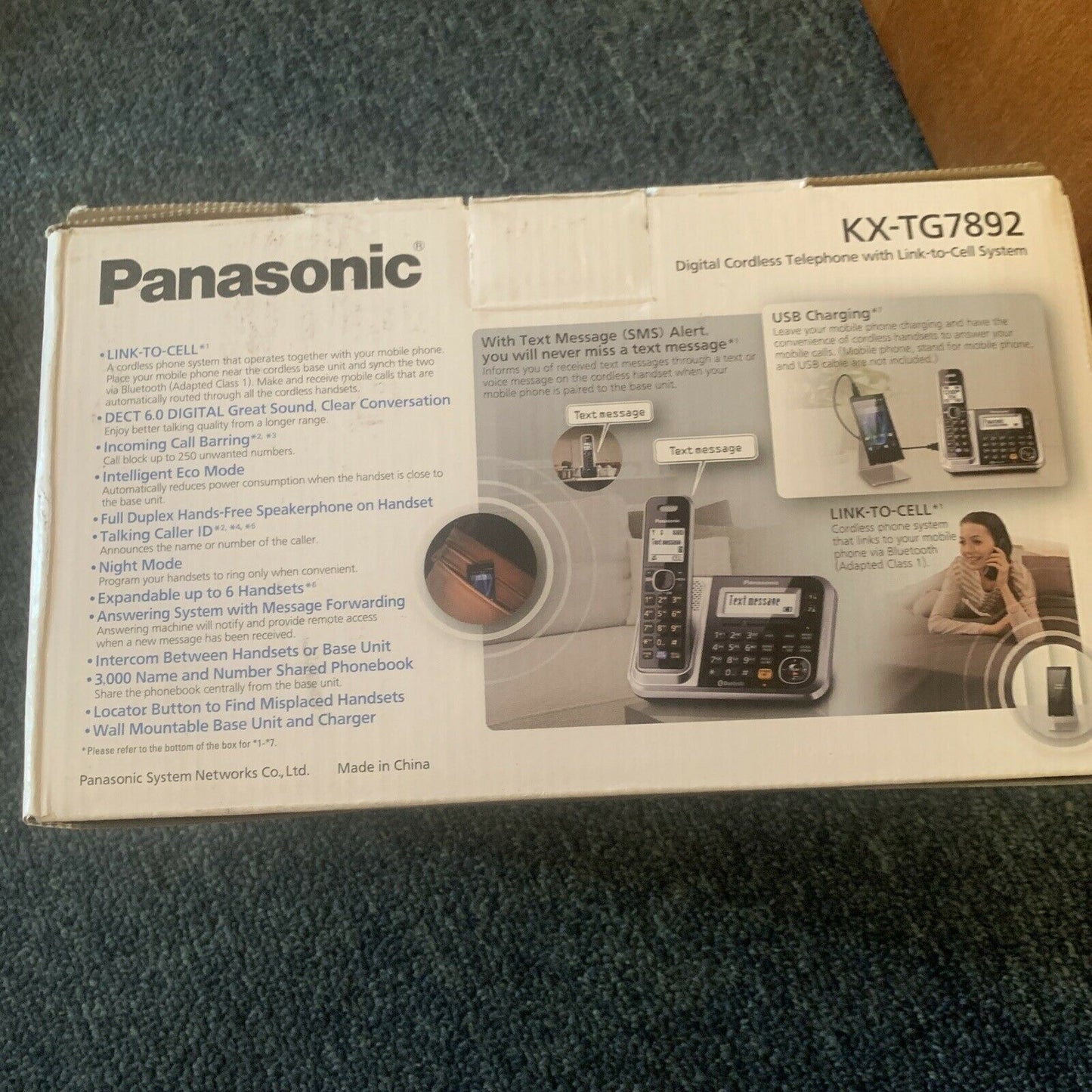 Panasonic KXTG7892AZS Cordless Phone with Bluetooth, Answering Machine