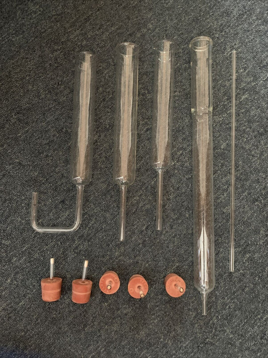 2x Glass Column, U-Shaped Drying Column, Chromomatic Columns,  5x Stoppers