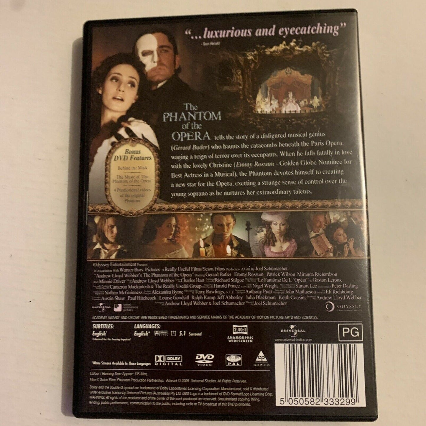 The Phantom Of The Opera (DVD, 2005) Gerard Butler, Emmy Rossum. Region 4