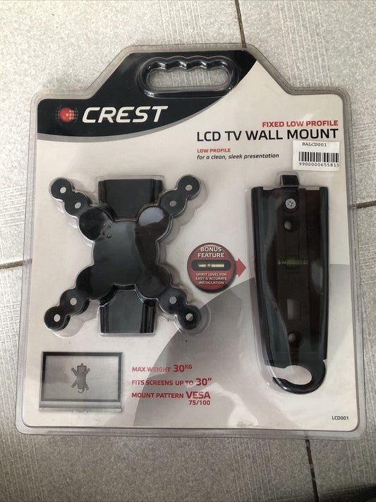 Crest LCD TV Wall Mount Fixed Low Profile VESA 75/100 up to 30"