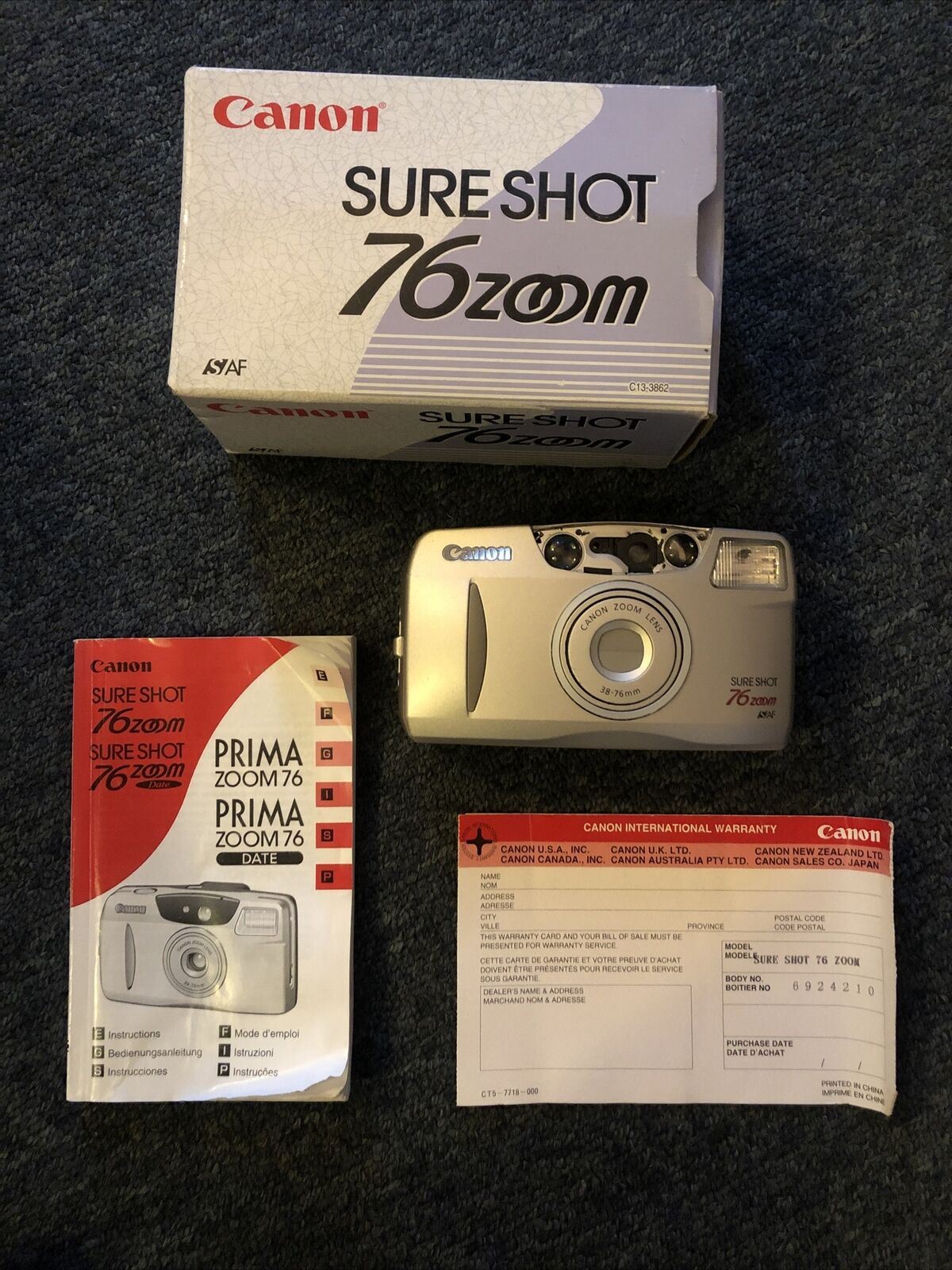 VINTAGE Canon Sure Shot 76 Zoom 35mm point & shoot compact film camera