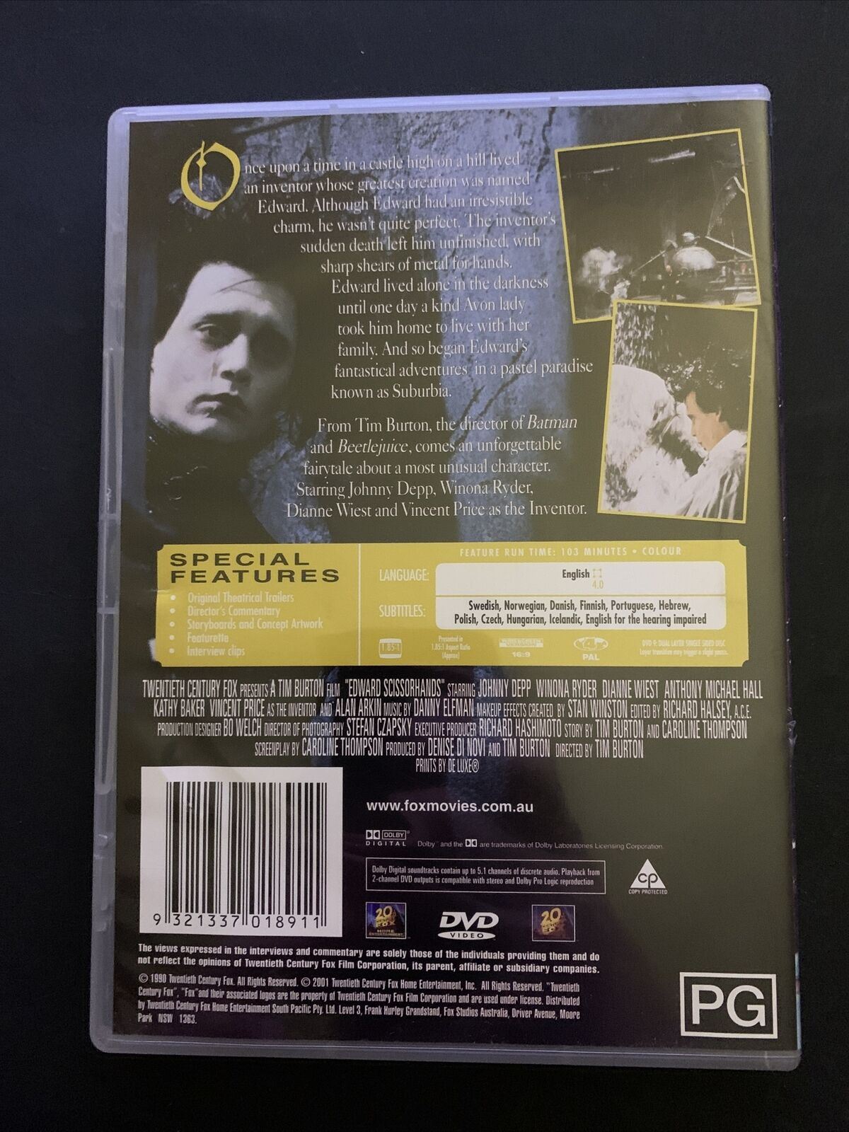 Edward Scissorhands - 10th Anniversary Edition (DVD, 1990) Region 4&2