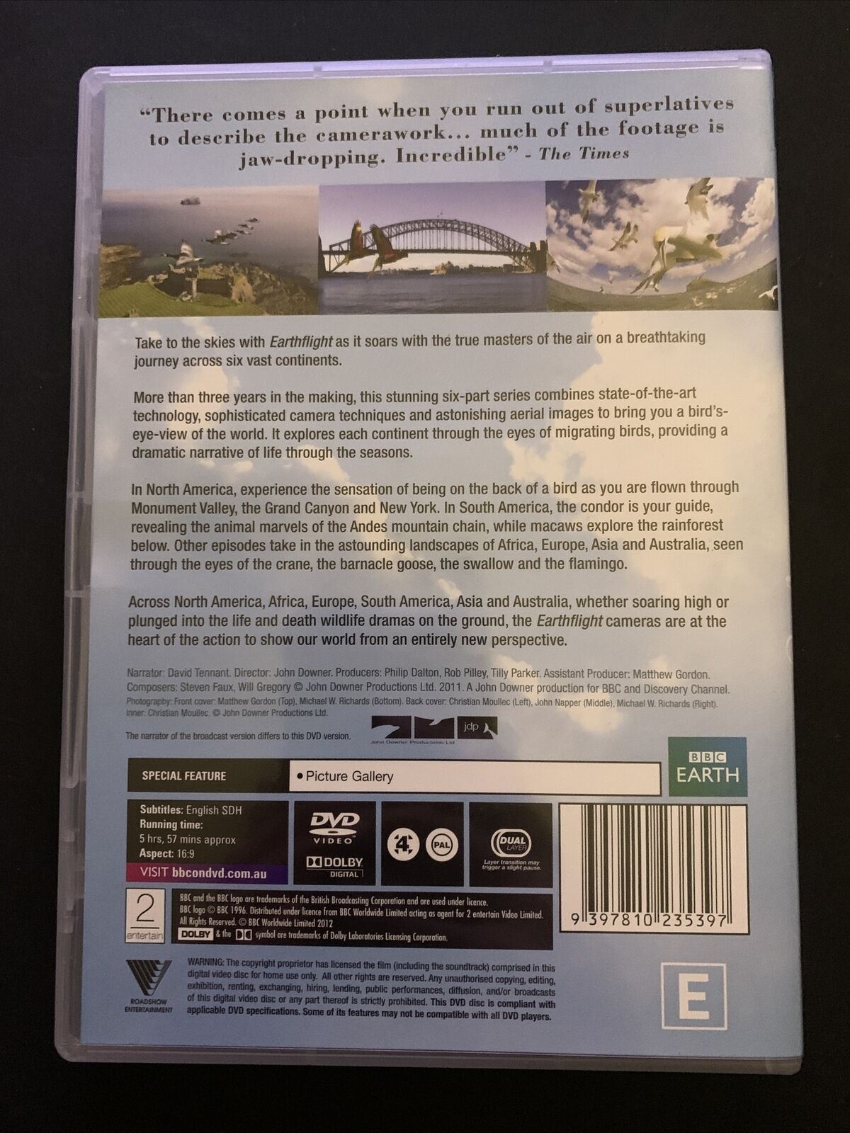 Earthflight (DVD, 2012) David Tennant BBC Nature Documentary. Region 4