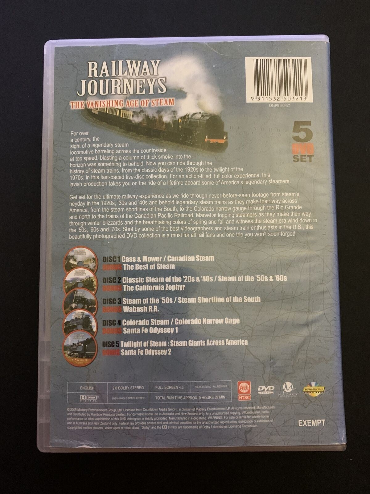 Railway Journeys - The Vanishing Age of Steam (DVD, 2006, 5-Disc Set) All Region