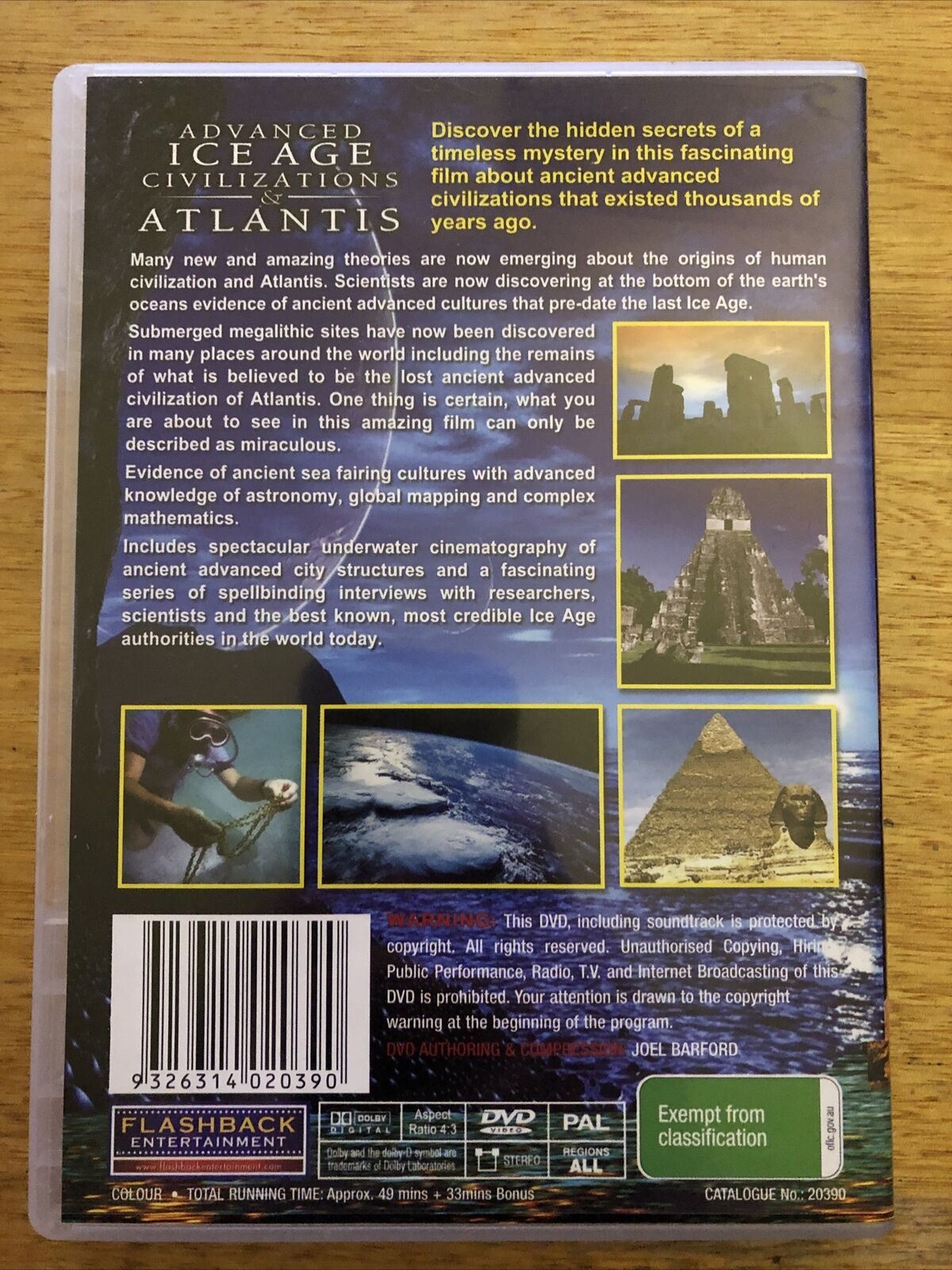 Advanced Ice Age Civilizations and Atlantis (DVD) Graham Hancock All Regions