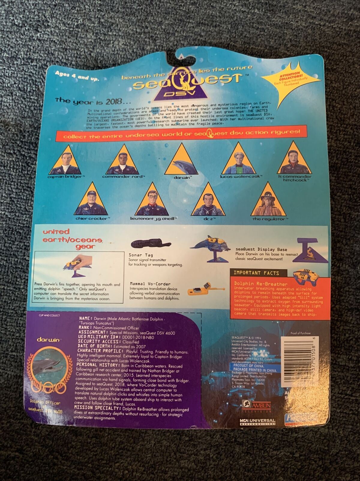 SeaQuest DSV Darwin figure with Dolphin Tube System Blueprint 1508 MOC 1993