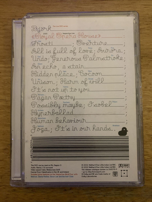 BJÖRK - Vespertine Live At The Royal Opera (DVD, 2004) All Regions