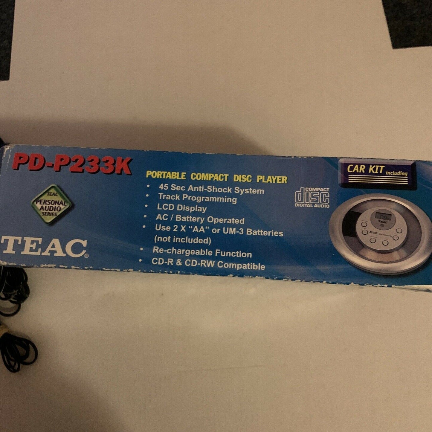 Teac Portable CD Player with Car Kit, AC Adapter and Headphones. CD-R/RW player