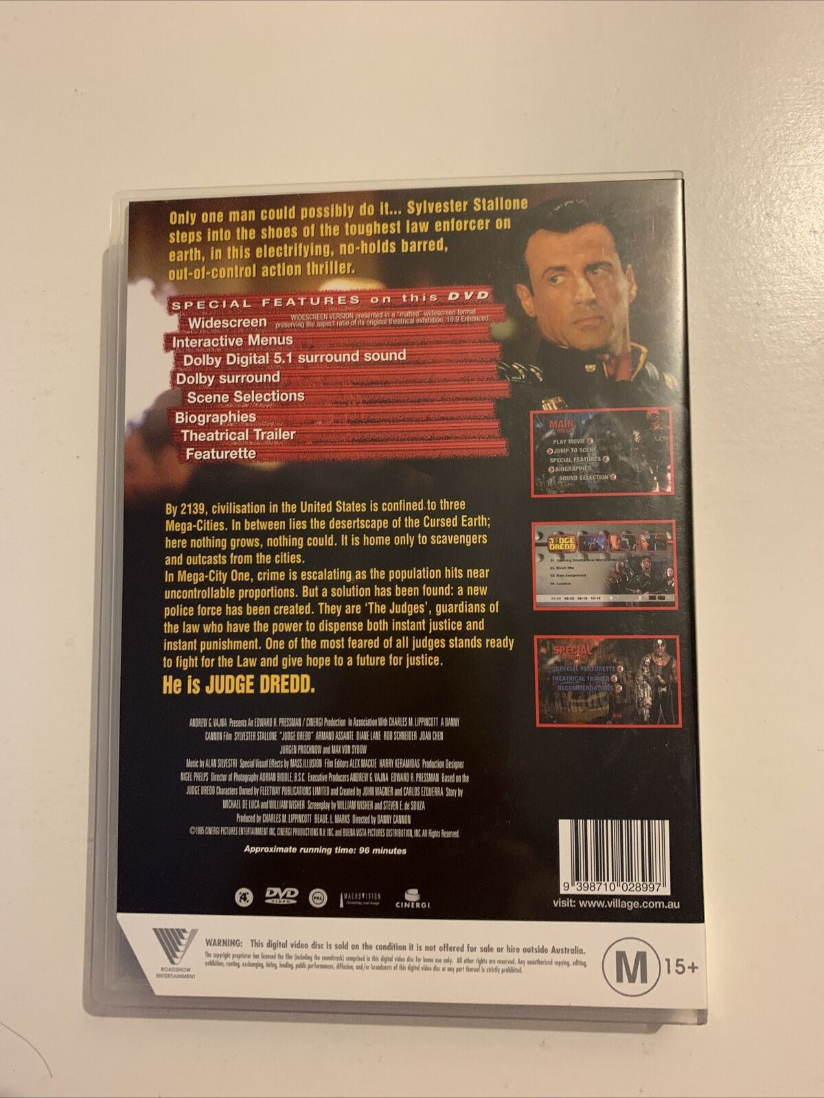 Judge Dredd - Deluxe Widescreen Edition (DVD, 1995) Sylvester Stallone. Region 4