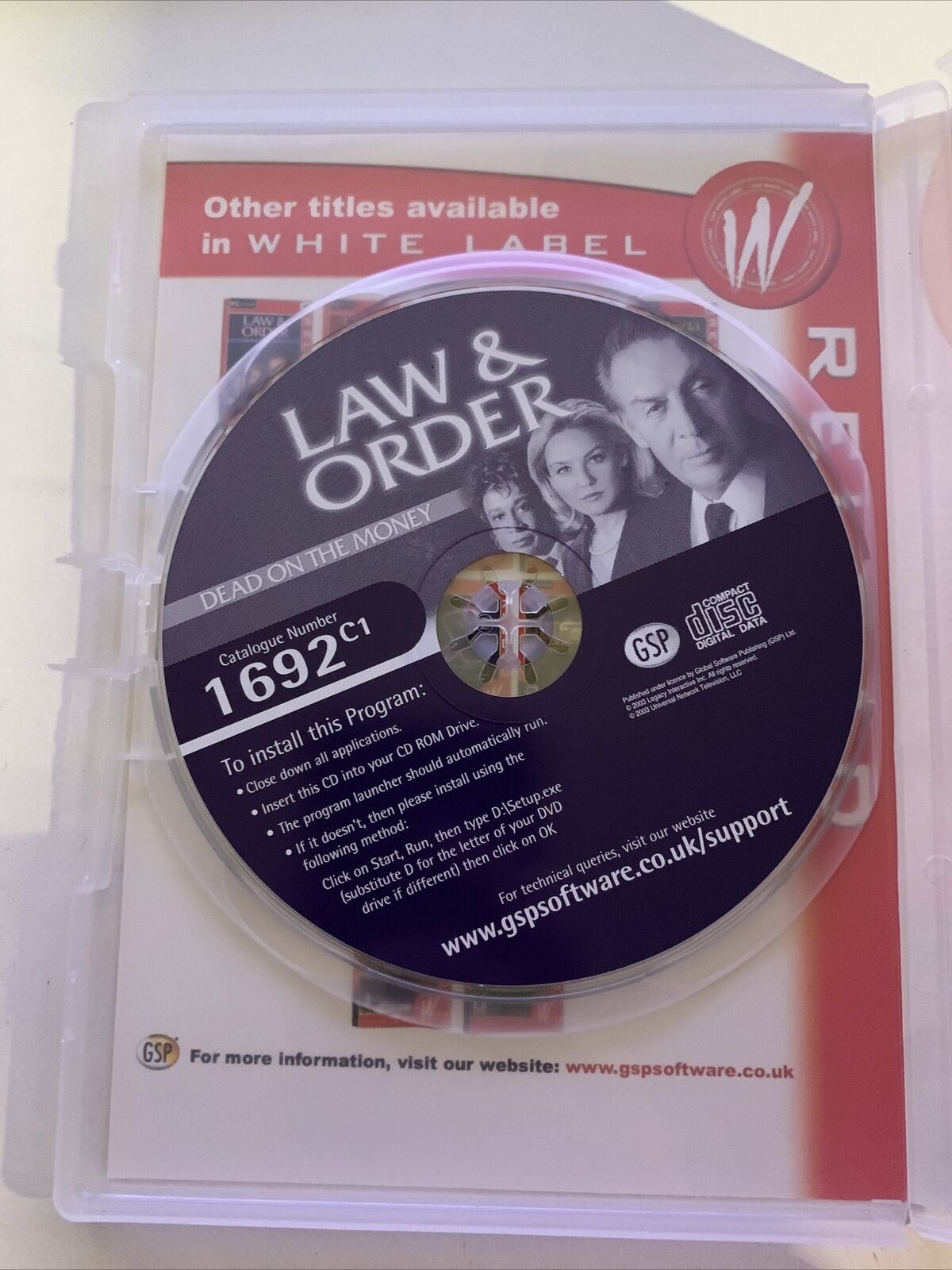 Law & Order: Dead On The Money - PC Windows Detective Game