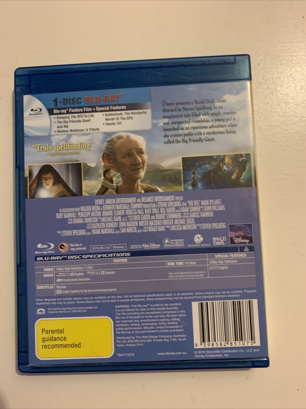 The BFG (Blu-ray, 2016) Steven Spielberg Film. All Regions