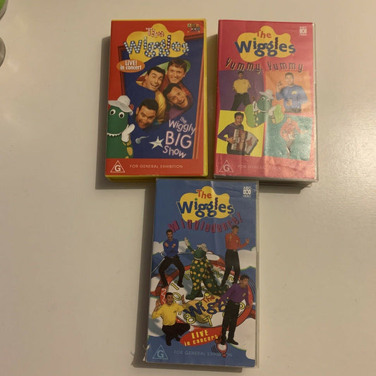 3x The Wiggles PAL VHS: Yummy Yummy / Wiggledance! / The Wiggly Big Show