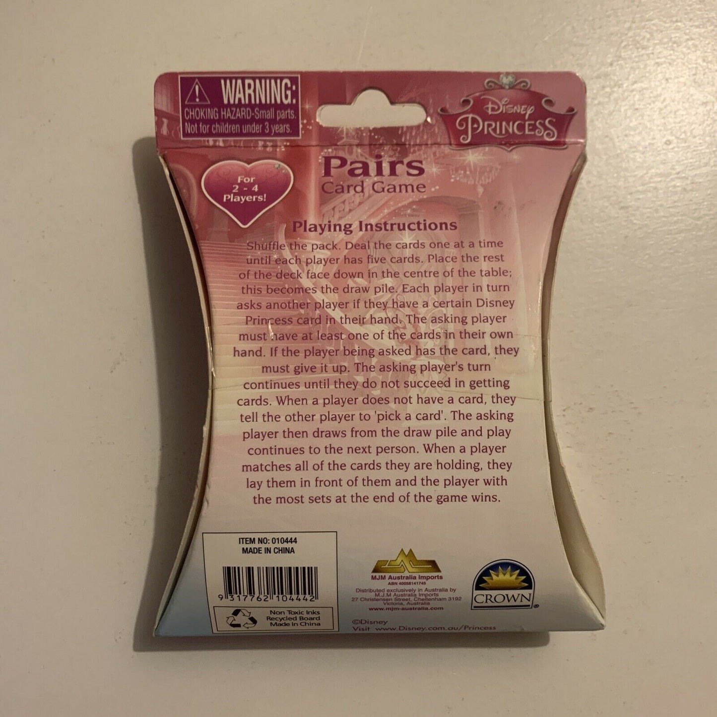 *New* Disney Princess PAIRS Card Game For 2-4 Players Aged 3 and Up