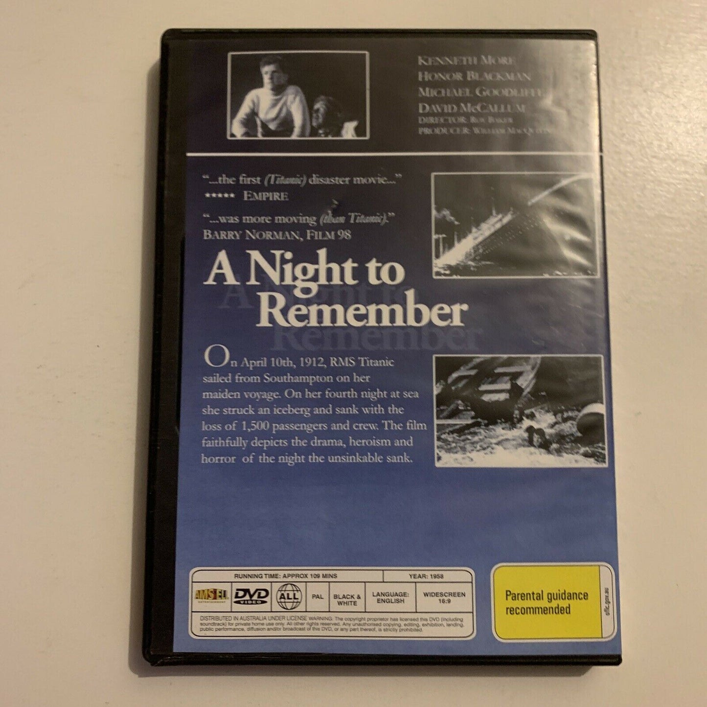 A Night To Remember (DVD, 1958) Honor Blackman, Ronald Ellen All Regions