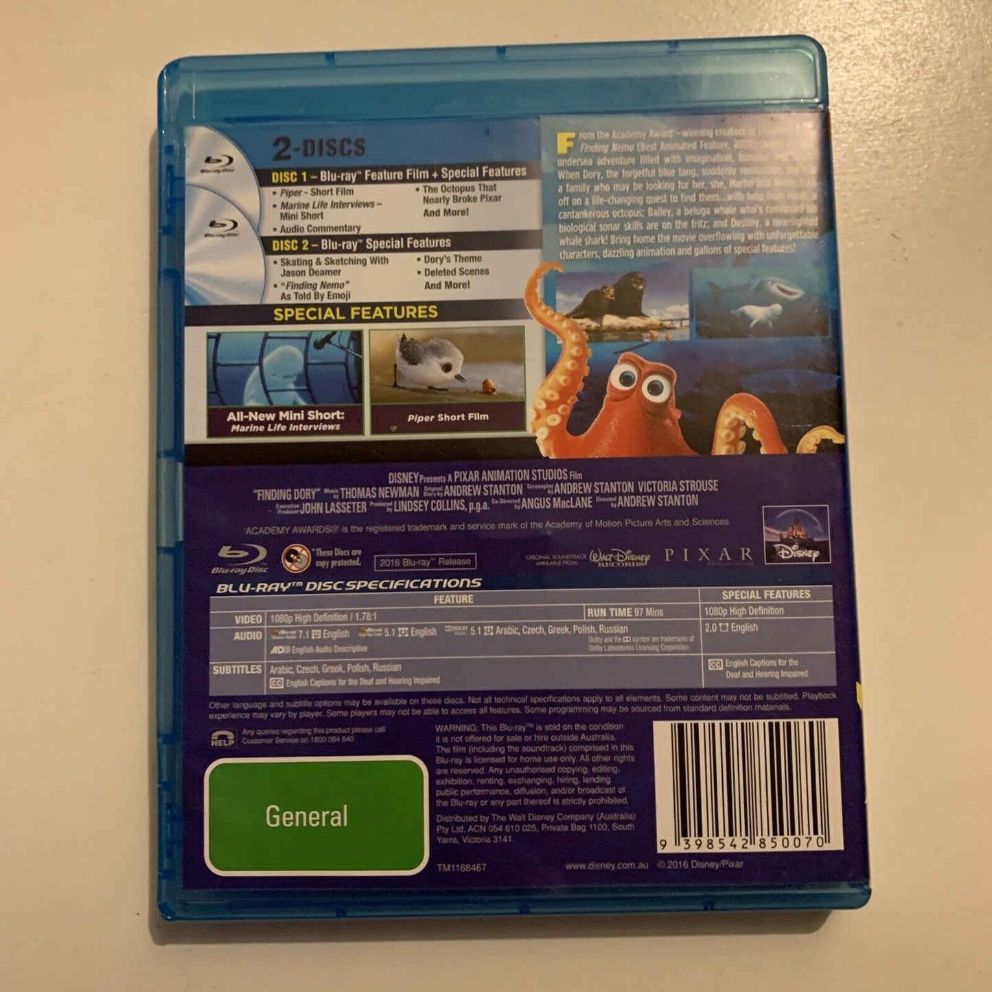 Finding Dory (Blu-ray, 2016, 2-Disc) Disney Pixar Animation Film. All Regions