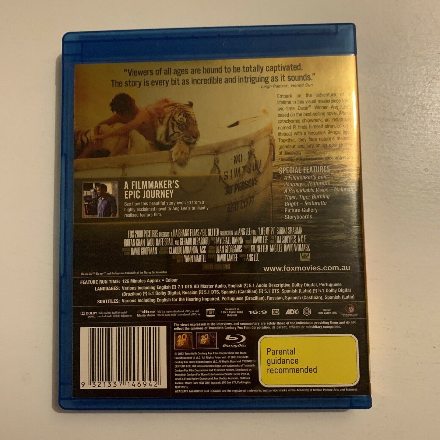 Life Of Pi (Bluray, 2012) Region B